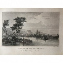 Geisenheim, Gesamtansicht: Geisenheim & der Johannisberg - Stahlstich, 1847