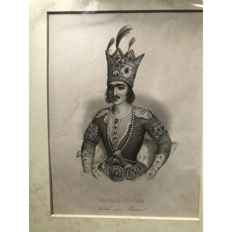Nasser- Ed- Din, Schah von Persien - Punktierstich, 1860