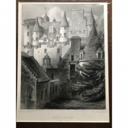 Castle Fraser, North Side - Stahlstich, 1850