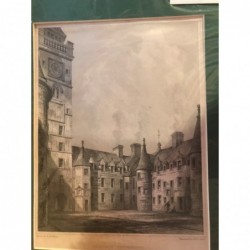 Glasgow University, Inner Court Yard - Stahlstich, 1850