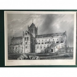 Kirkwall Cathedral, N.W. View - Stahlstich, 1850