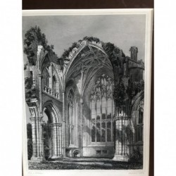 Melrose Abbey, Interior of the eastern end - Stahlstich, 1850
