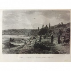 Stein/ Donau, Gesamtansicht: Stadt Stein in Niederösterreich - Stahlstich, 1857