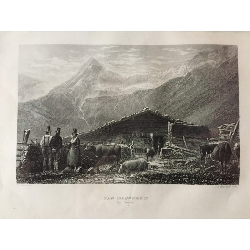 Nassfeld/Ö., Gesamtansicht: Das Nassfeld bei Gastein - Stahlstich, 1857