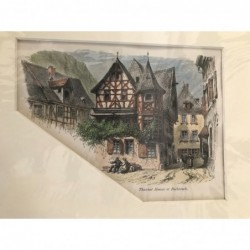 Bacharach, Teilansicht - Holzstich, 1878