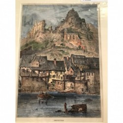 Idar- Oberstein, Gesamtansicht - Holzstich, 1878