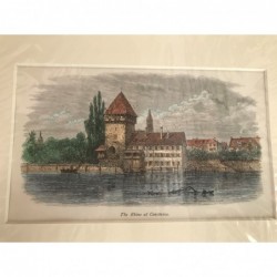 Konstanz, Teilansicht, the Rhine at  - Holzstich, 1878
