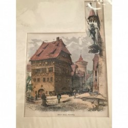 Nürnberg, Dürers Haus - Holzstich, 1878