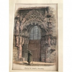 Nürnberg, Portal der Sebalduskirche - Holzstich, 1878