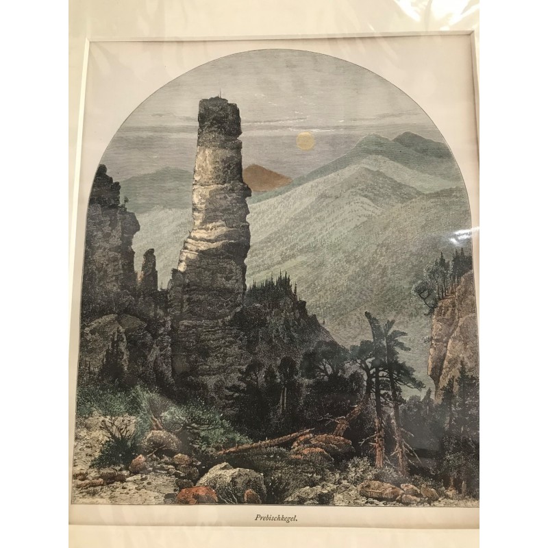Prebitschkegel, sächs. Schweiz - Holzstich, 1878