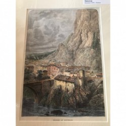 Sisteron, Teilansicht - Holzstich, 1878
