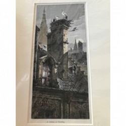 Straßburg, Detailansicht - Holzstich, 1878