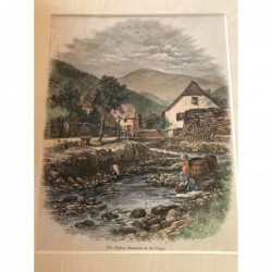 Vogesen, Ansicht großer Belchen - Holzstich, 1878
