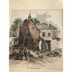 Waterloo- Hougomont, Detailansicht - Holzstich, 1878