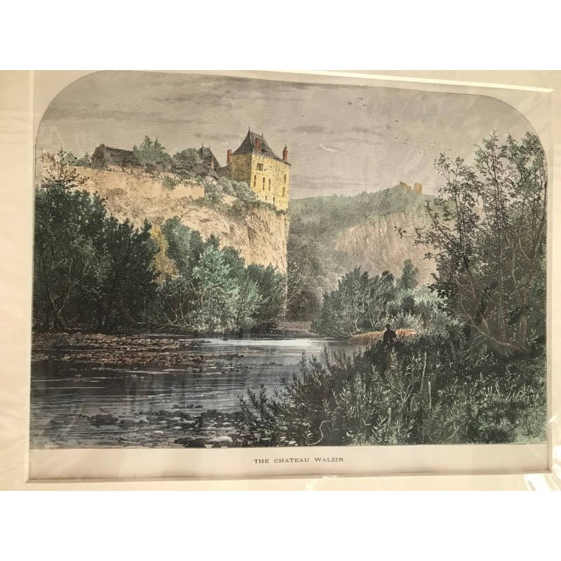 Chateau Walzin, Gesamtansicht - Holzstich, 1878
