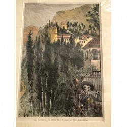 Granada, Teilansicht Alhambra - Holzstich, 1878