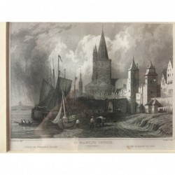 Köln: Ansicht der St. Martinskirche - Stahlstich, 1832