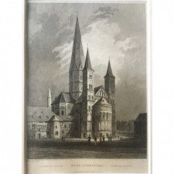 Bonn: Ansicht  Domkirche - Stahlstich, 1832