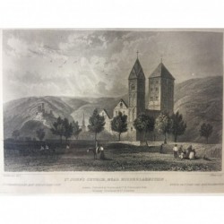 Niederlahnstein: Ansicht Johanneskirche - Stahlstich, 1832