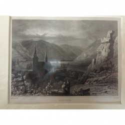 Bingen: Gesamtansicht - Stahlstich, 1832