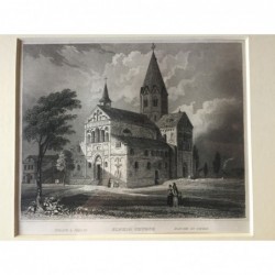 Sinzig: Ansicht der Kirche - Stahlstich, 1832