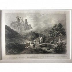 Engelhöllental: Ansicht mit Ruine Schönberg - Stahlstich, 1832