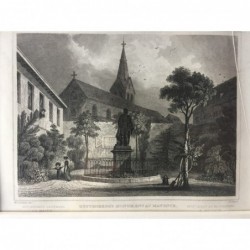 Mainz: Ansicht Gutenbergdenkmal - Stahlstich, 1832