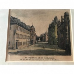 Aschaffenburg, Luitpoldstraße - Holzstich, 1890