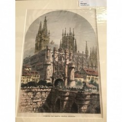 Burgos: Teilansicht - Holzstich, 1878