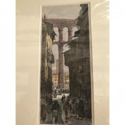 Segovia: Ansicht Aquädukt - Holzstich, 1878