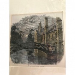 Cambridge: Brücke am College - Holzstich, 1878