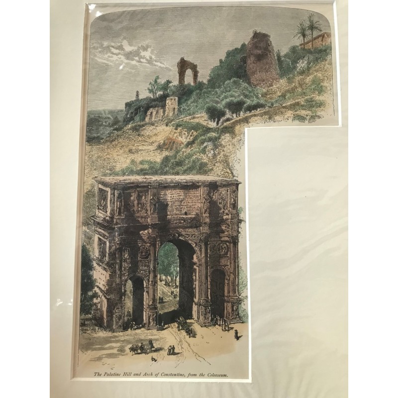 Rom: Ansicht Palatinhügel - Holzstich, 1878