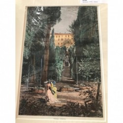 Rom: Ansicht Villa d'Este - Holzstich, 1878