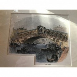 Venedig: Ansicht Rialtobrücke - Holzstich, 1878