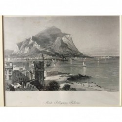 Palermo: Ansicht Monte Pellegrino - Stahlstich, 1878