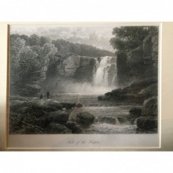Wasserfall der Hespte: Ansicht - Stahlstich, 1878