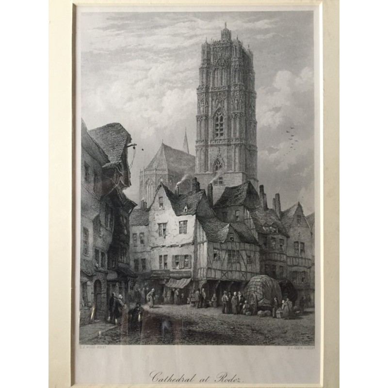 Rodez: Ansicht - Stahlstich, 1878