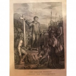 Der Heilige Fridolin predigt das Christentum - Kupferstich, 1825