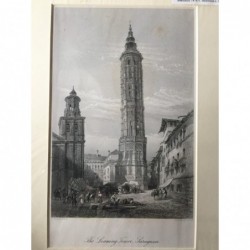 Saragossa: Detailansicht - Stahlstich, 1878