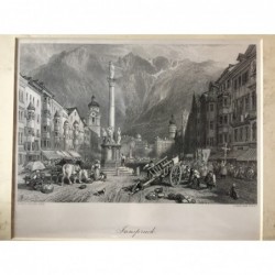 Innsbruck: Teilansicht - Stahlstich, 1878
