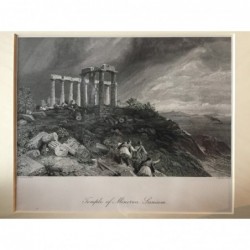 Sounion: Ansicht Minervatempel - Stahlstich, 1878