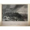 Sounion: Ansicht Minervatempel - Stahlstich, 1878