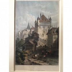 Schloß Lausanne: Ansicht - Stahlstich, 1850