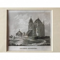 Deutsch Altenburg: Ansicht Kirche - Stahlstich, 1850