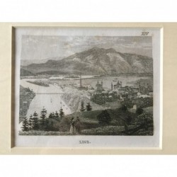 Linz: Teilansicht - Stahlstich, 1850