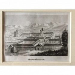 Kremsmünster: Gesamtansicht - Stahlstich, 1850