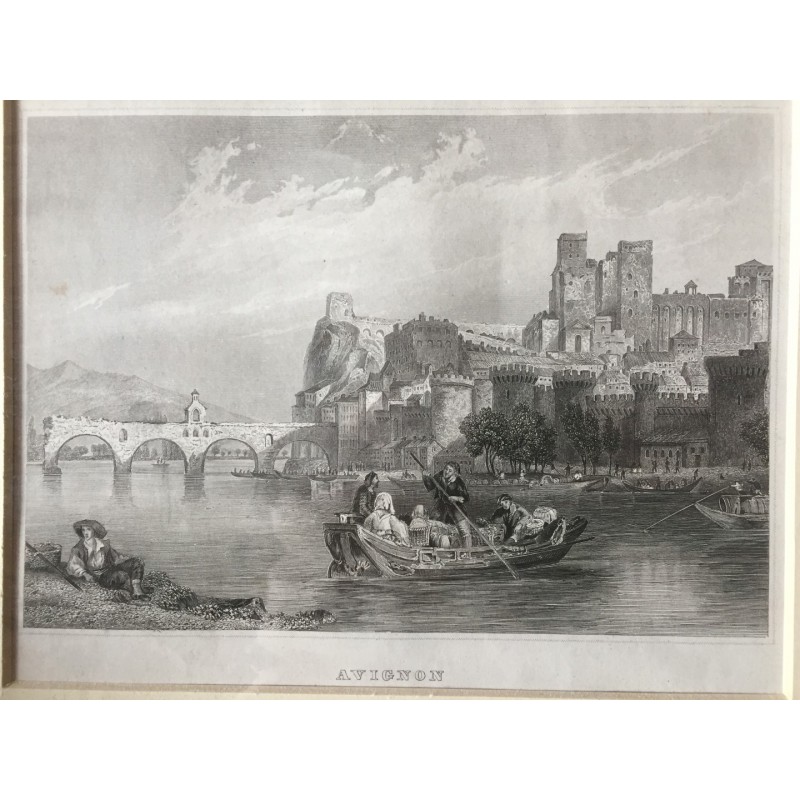 Avignon: Teilansicht - Stahlstich, 1850