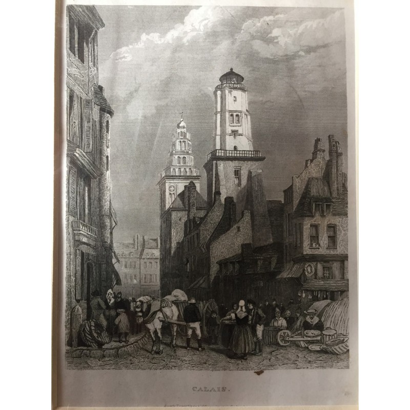 Calais: Teilansicht - Stahlstich, 1850
