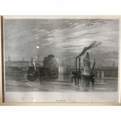 Le Havre: Teilansicht - Stahlstich, 1850