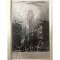 Rouen: Teilansicht - Stahlstich, 1850